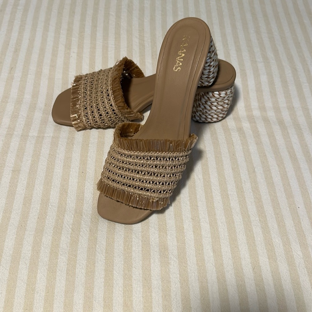 Raffia braided heels